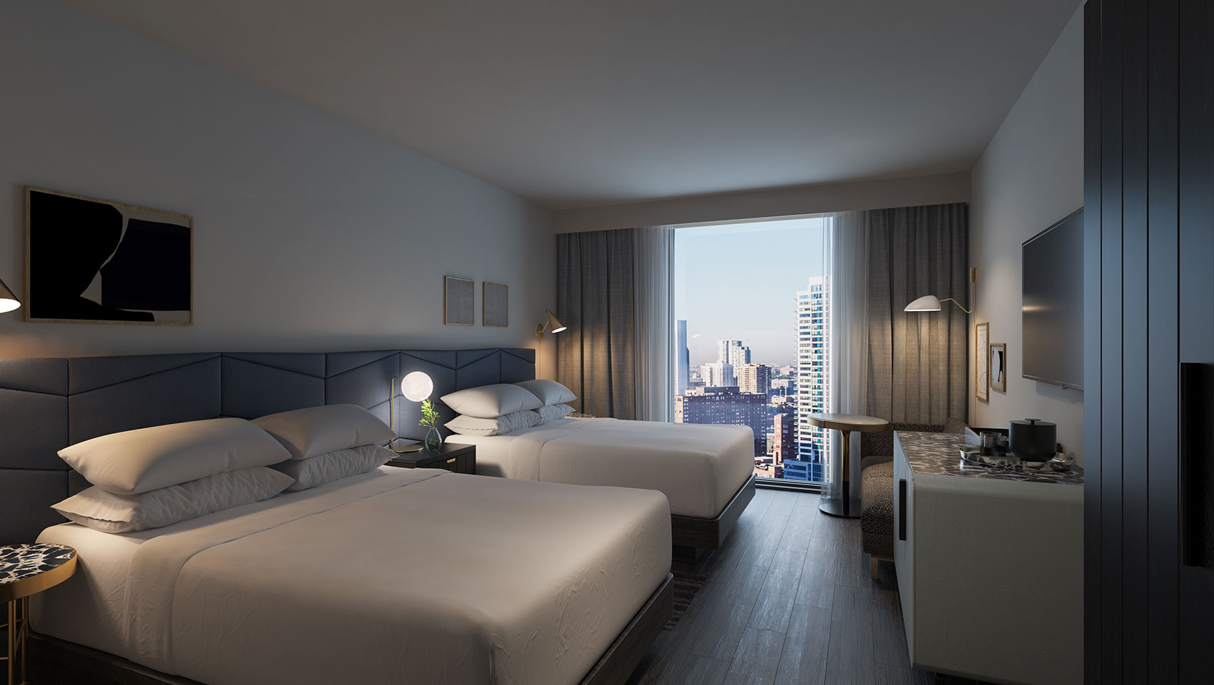 two queen beds at Kimpton Shane hotel guestroom