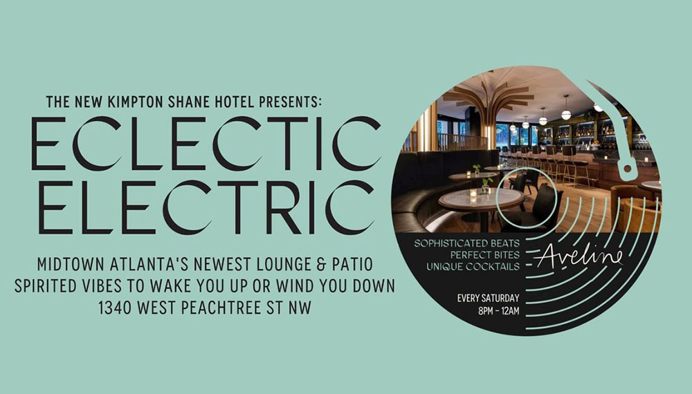 Flyer for Eclectic Electric featuring a graphic of a turntable and record