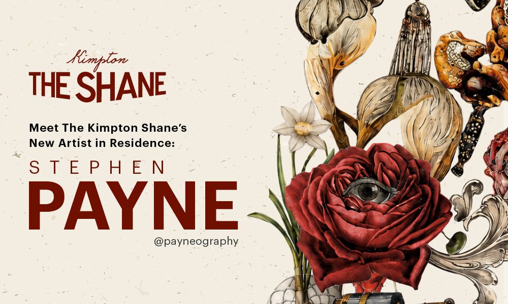 Web tile introducing Artist in Residence Stephen Payne with surreal rose artwork