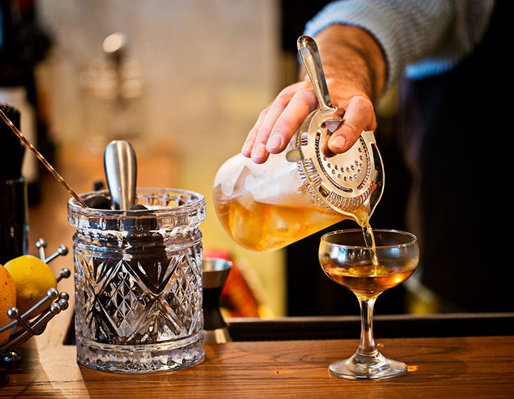 cocktail being poured