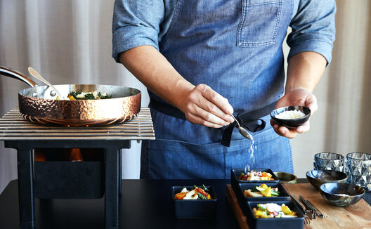 Chef serving food
